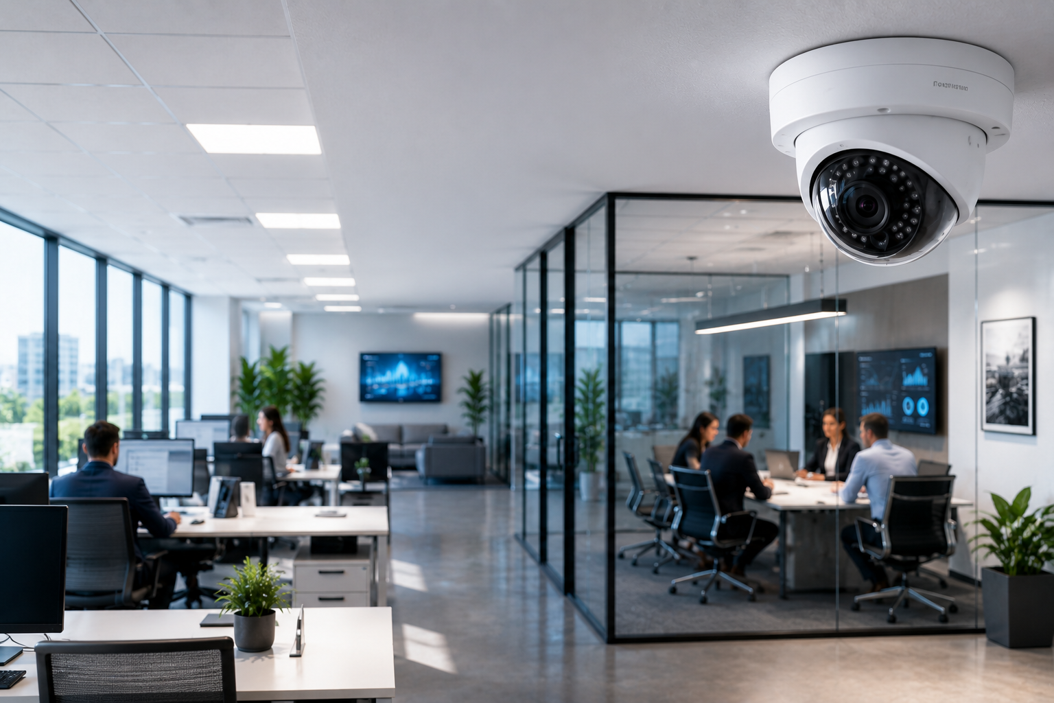 Commercial property video surveillance and security camera system