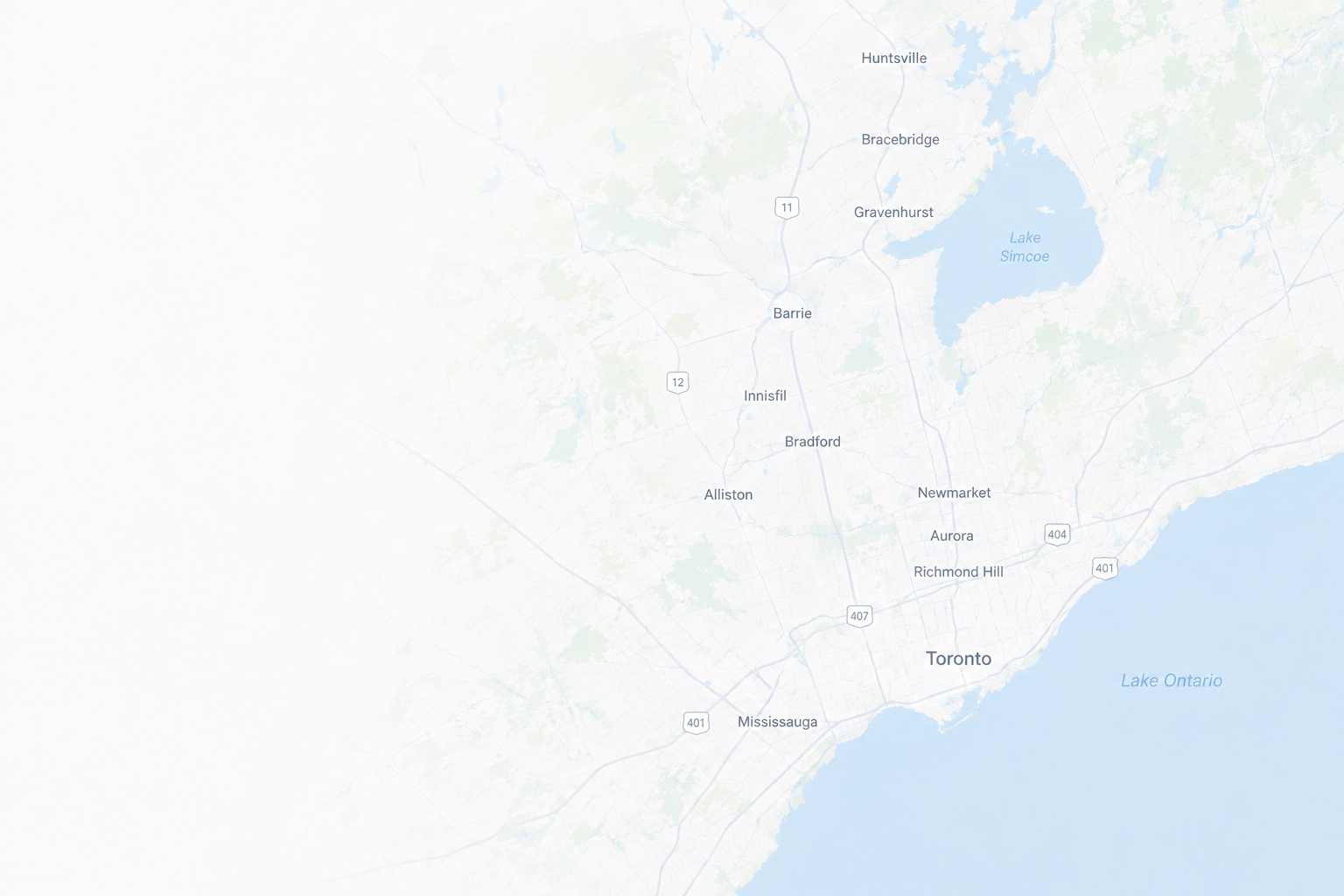 Northlink Systems service area map covering Toronto GTA York Region Simcoe County and Muskoka